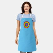 Blau und Regenbogen Schürze (Getragen)