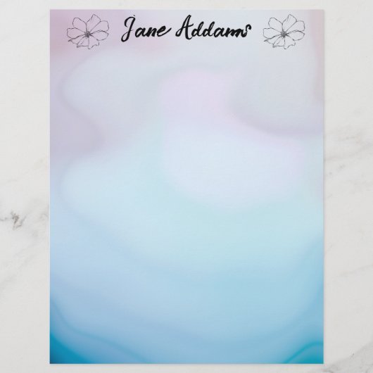 Blau und Rosa Agate Briefbogen (Vorderseite)