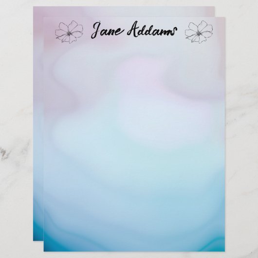 Blau und Rosa Agate Briefbogen (Vorne/Hinten)