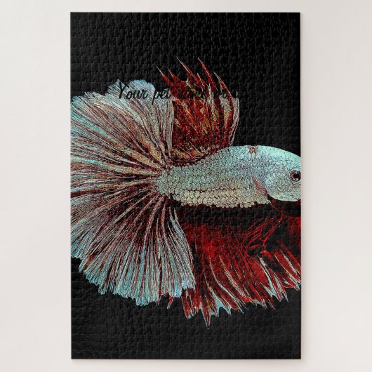 Blau und Rosa Betta Splendens, SiamKämpfeFisch Puzzle (Vertikal)