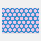 Blau und Rosa Big Polka Dot Muster Geschenkpapier Set (Vorderseite 3)