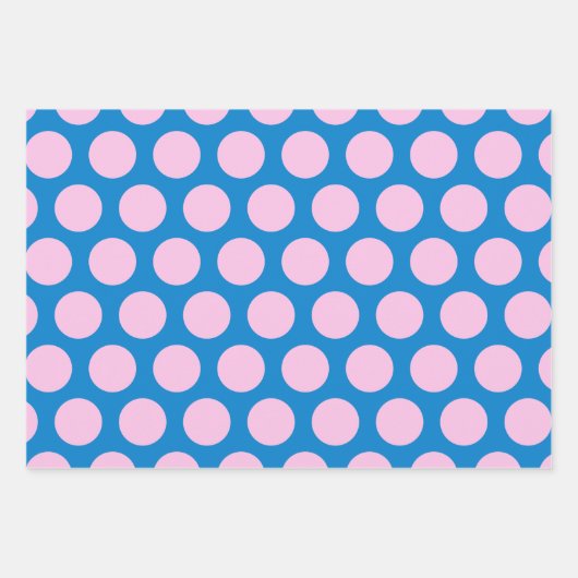 Blau und Rosa Big Polka Dot Muster Geschenkpapier Set (Vorderseite 2)