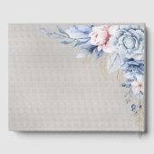 Blau- und rosa Blume auf der grauen Hochzeit Gästebuch (Rückseite)