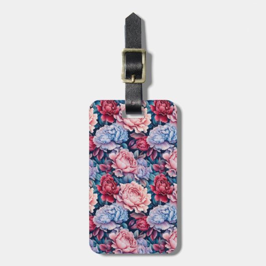 Blau und Rosa Blume Blau hinten Gepäckanhänger (Vorderseite vertikal)