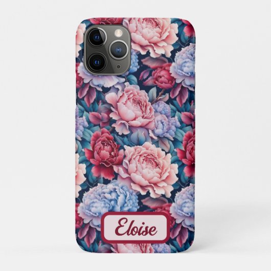 Blau und Rosa Blume Personalisiert Case-Mate iPhone Hülle (Rückseite)