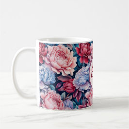 Blau und Rosa Blume Personalisiert Kaffeetasse