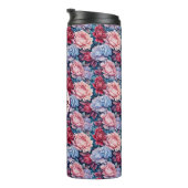 Blau und Rosa Blume Personalisiert Thermosbecher (Nach rechts gedreht)