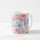 Blau und Rosa Blumen Kaffeetasse (VorderseiteRechts)