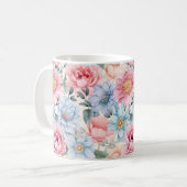 Blau und Rosa Blumen Kaffeetasse (Vorderseite Links)
