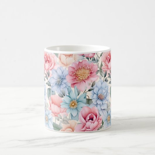 Blau und Rosa Blumen Kaffeetasse (Mittel)