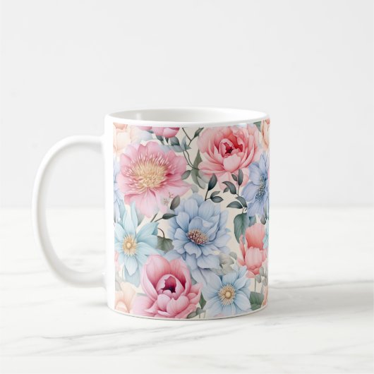 Blau und Rosa Blumen Kaffeetasse (Links)