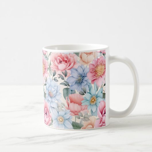 Blau und Rosa Blumen Kaffeetasse (Rechts)