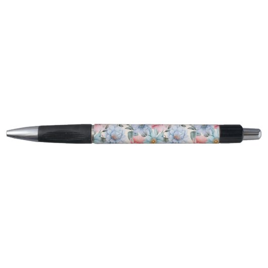 Blau und Rosa Blumen Kugelschreiber (Vorderseite)