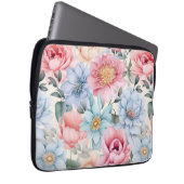 Blau und Rosa Blumen Laptopschutzhülle (Vorne Rechts)