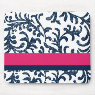 Blau- und rosa Blumenmuster Mousepad