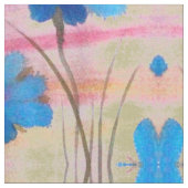 Blau und Rosa Blütendrucke Stoff (Nahaufnahme)