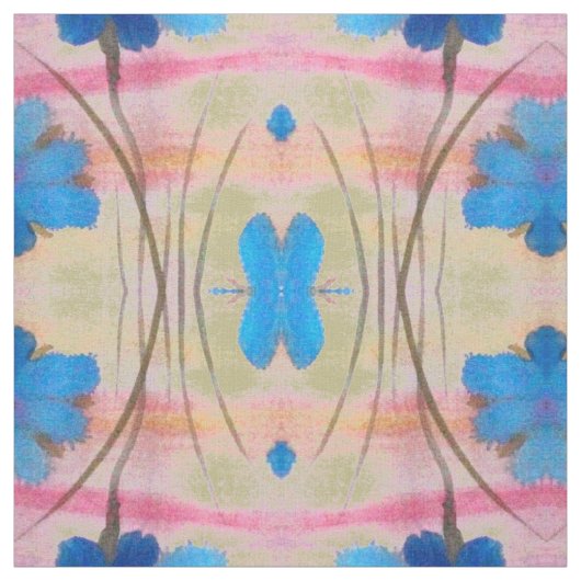 Blau und Rosa Blütendrucke Stoff (Muster)