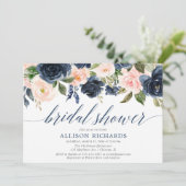 Blau und Rosa Brautparty Einladung (Stehend Vorderseite)