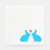 Blau und Rosa Bunnies in der Liebe Serviette (Vorderseite)