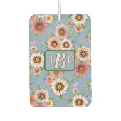 Blau und Rosa Daisy Floral Design Personalisiert Autolufterfrischer (Vorderseite)