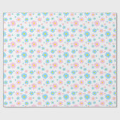 Blau und Rosa Daisy Muster Wrapping Paper Geschenkpapier (Flach)
