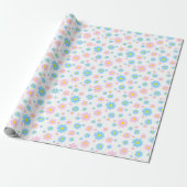 Blau und Rosa Daisy Muster Wrapping Paper Geschenkpapier (Ungerollt)