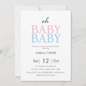 Blau und Rosa | Einladung der ZwillingsBaby-Dusche (Vorderseite)