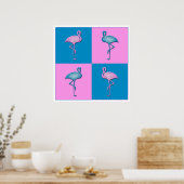 Blau und Rosa Flamingos Poster (Küche)