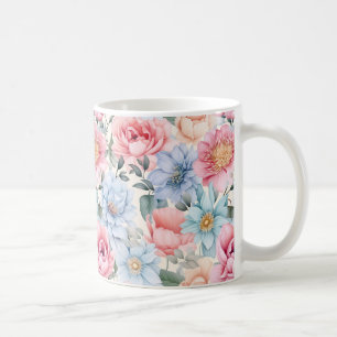 Blau und Rosa Floral Kaffeetasse