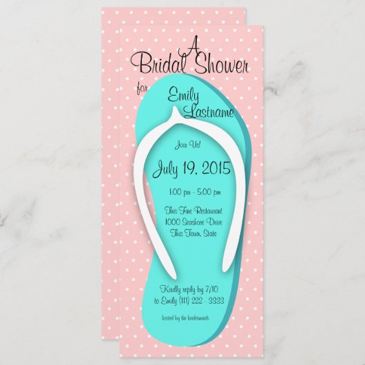 Blau und Rosa Gedreht Flop-Brautparty Einladung (Vorne/Hinten)