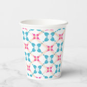 Blau- und Rosa gemusterter Papiertasse Pappbecher (Rückseite)