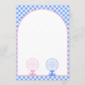 Blau und Rosa Gingham Golf Geschlechterenthüllung Einladung (Rückseite)