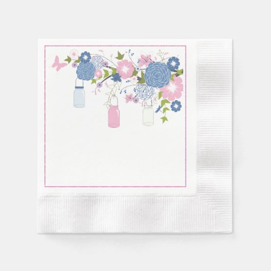 Blau und Rosa Mason Jar Napkins Serviette (Vorderseite)