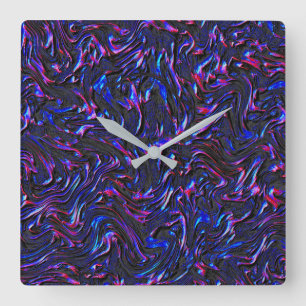 Blau und rosa mit Wandstruktur Quadratische Wanduhr