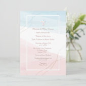 Blau und Rosa Moderne religiöse Einladung (Stehend Vorderseite)