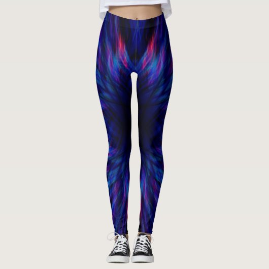 Blau und Rosa Muster Leggings (Vorderseite)