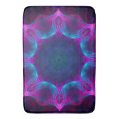 Blau und Rosa Neon Dark Kaleidoskop Gradient Badematte (Vorderseite Vertikal)