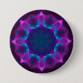 Blau und Rosa Neon Dark Kaleidoskop Gradient Button (Vorderseite)