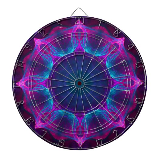Blau und Rosa Neon Dark Kaleidoskop Gradient Dartscheibe (vorne)