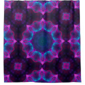 Blau und Rosa Neon Dark Kaleidoskop Gradient Duschvorhang (Vorderseite)