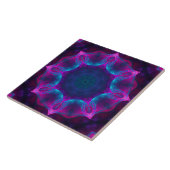 Blau und Rosa Neon Dark Kaleidoskop Gradient Fliese (Seite)