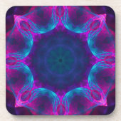 Blau und Rosa Neon Dark Kaleidoskop Gradient Getränkeuntersetzer (Vorderseite)