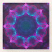Blau und Rosa Neon Dark Kaleidoskop Gradient Glasuntersetzer (Vorderseite)