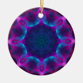 Blau und Rosa Neon Dark Kaleidoskop Gradient Keramik Ornament (Vorne)