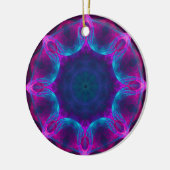 Blau und Rosa Neon Dark Kaleidoskop Gradient Keramik Ornament (Links)