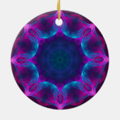 Blau und Rosa Neon Dark Kaleidoskop Gradient Keramik Ornament (Hinten)