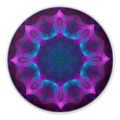 Blau und Rosa Neon Dark Kaleidoskop Gradient Keramikknauf (Vorderseite)