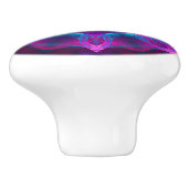 Blau und Rosa Neon Dark Kaleidoskop Gradient Keramikknauf (Seitenansicht)