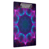 Blau und Rosa Neon Dark Kaleidoskop Gradient Klemmbrett (Rechts)