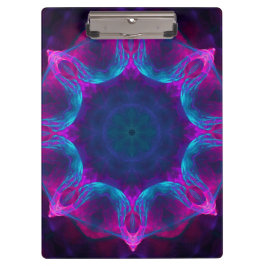 Blau und Rosa Neon Dark Kaleidoskop Gradient Klemmbrett